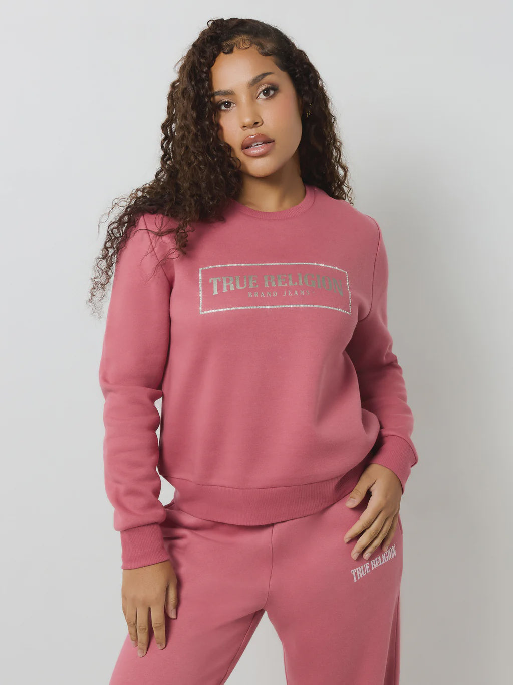 True Religion Crystal Logo Classic Crew Neck Mauvewood