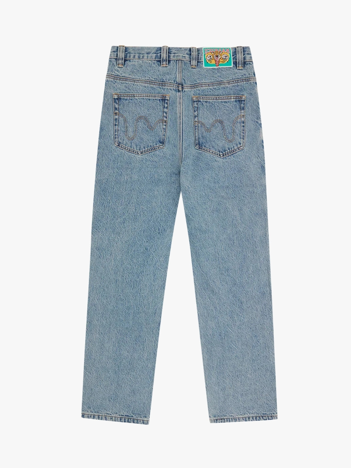 Ice Cream Check Lined Running Dog Denim Jeans Vintage Wash Blue