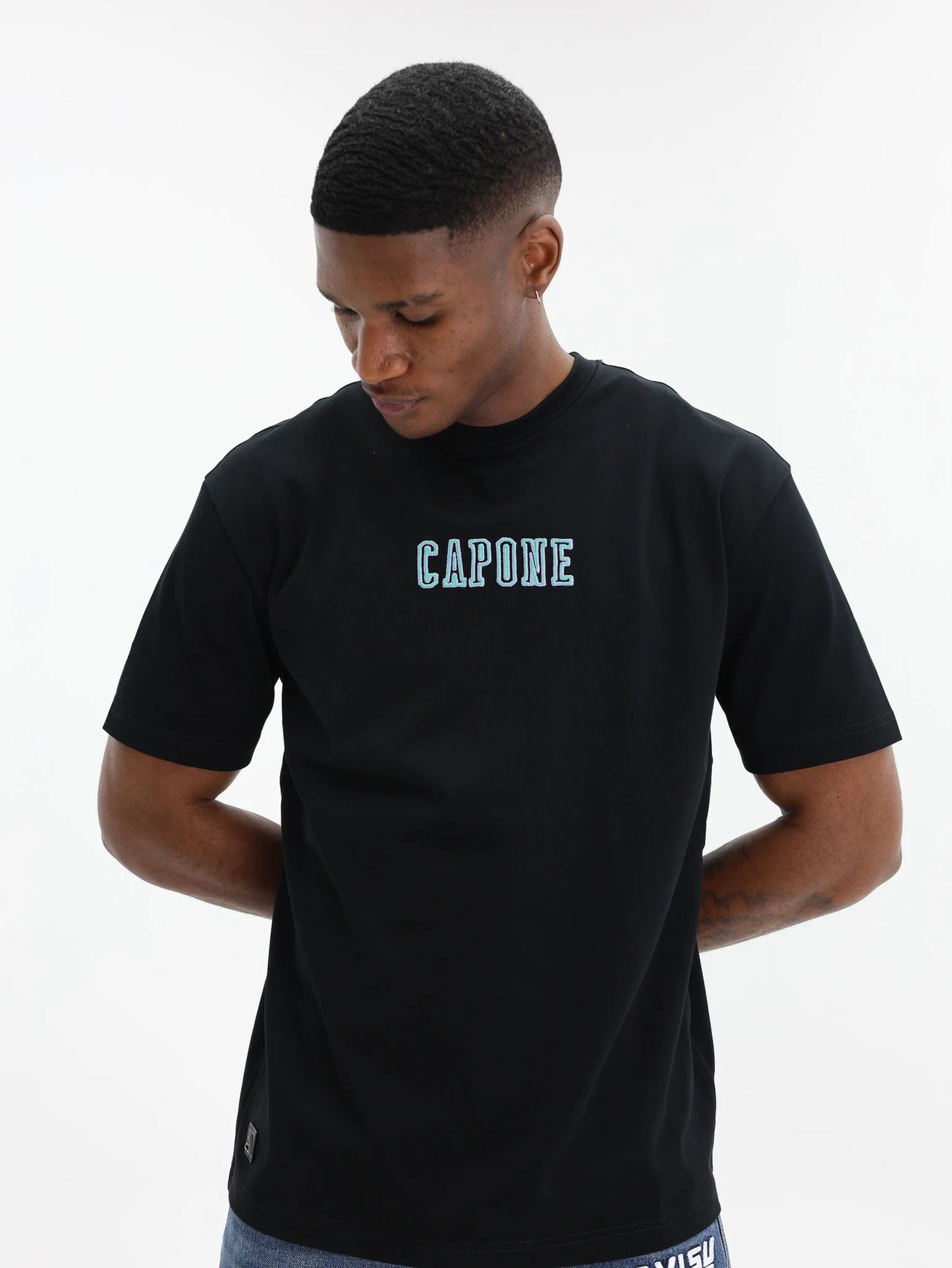 Capone Logo T-Shirt Black - Aqua - Lilac