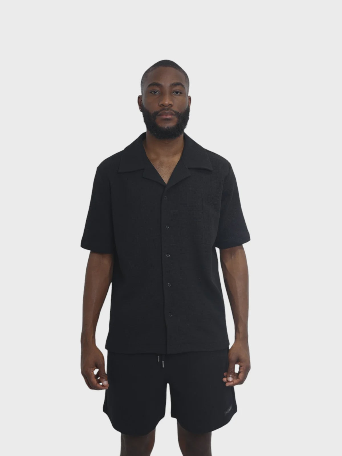 Capone Shirt Textured Basic Black
