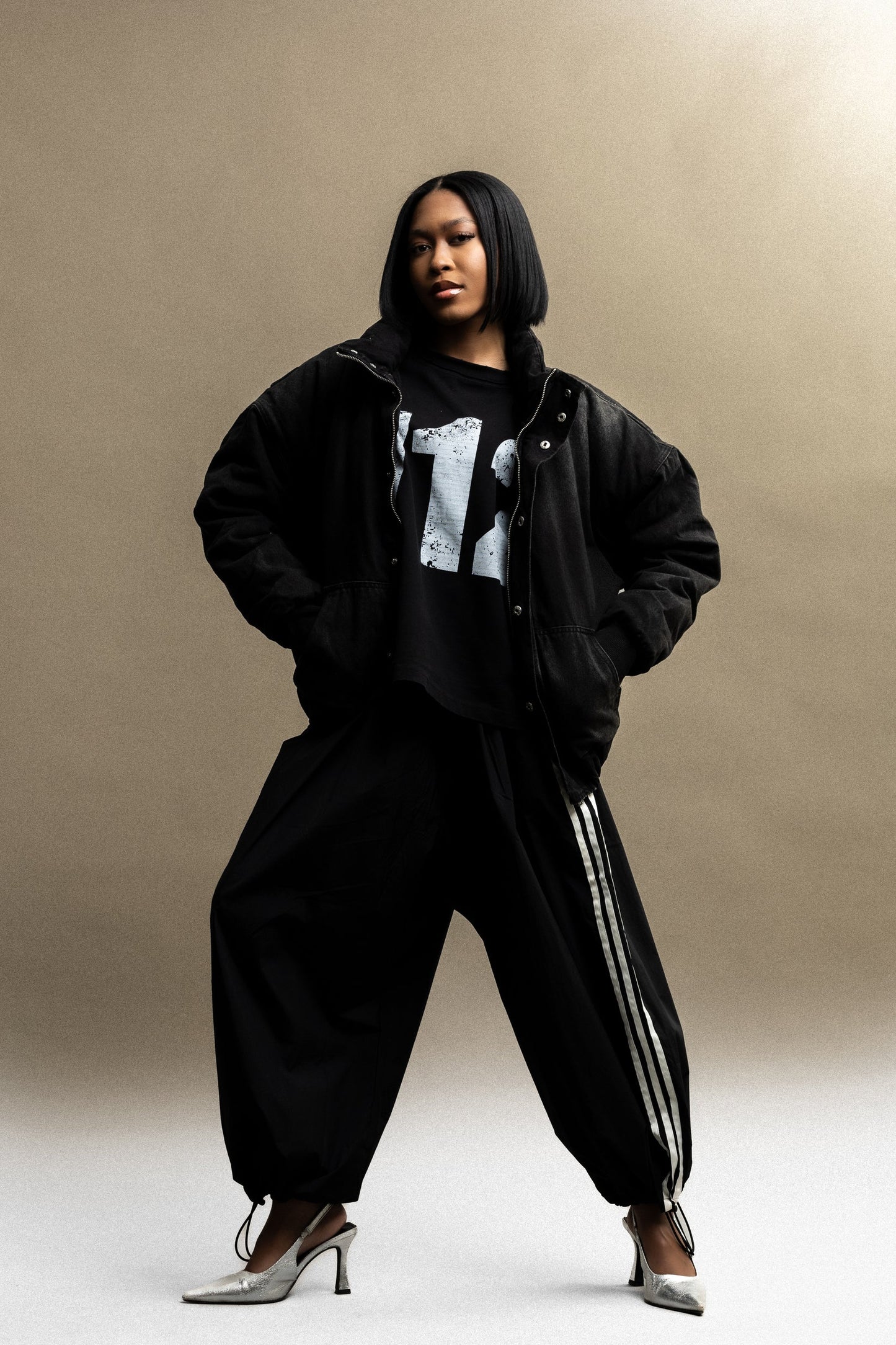 712 Denim Puffer Jacket Black