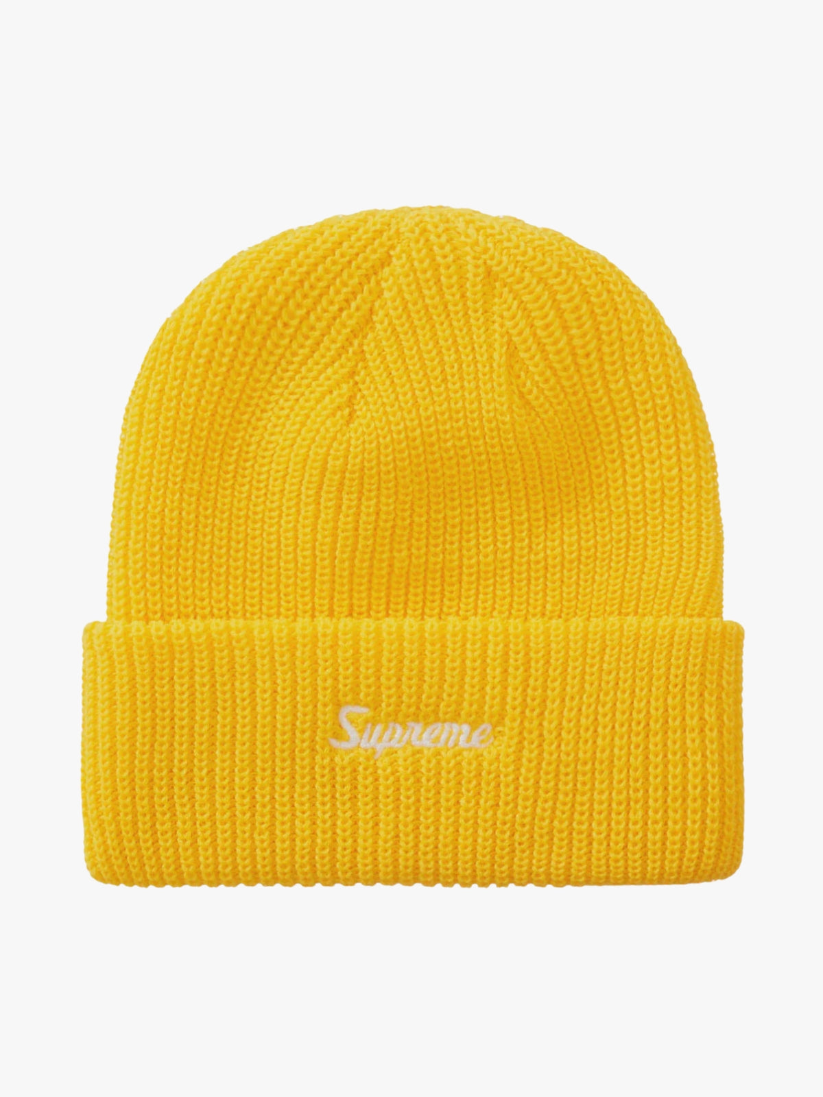 Supreme Loose Knit Gauge Logo Beanie Yellow