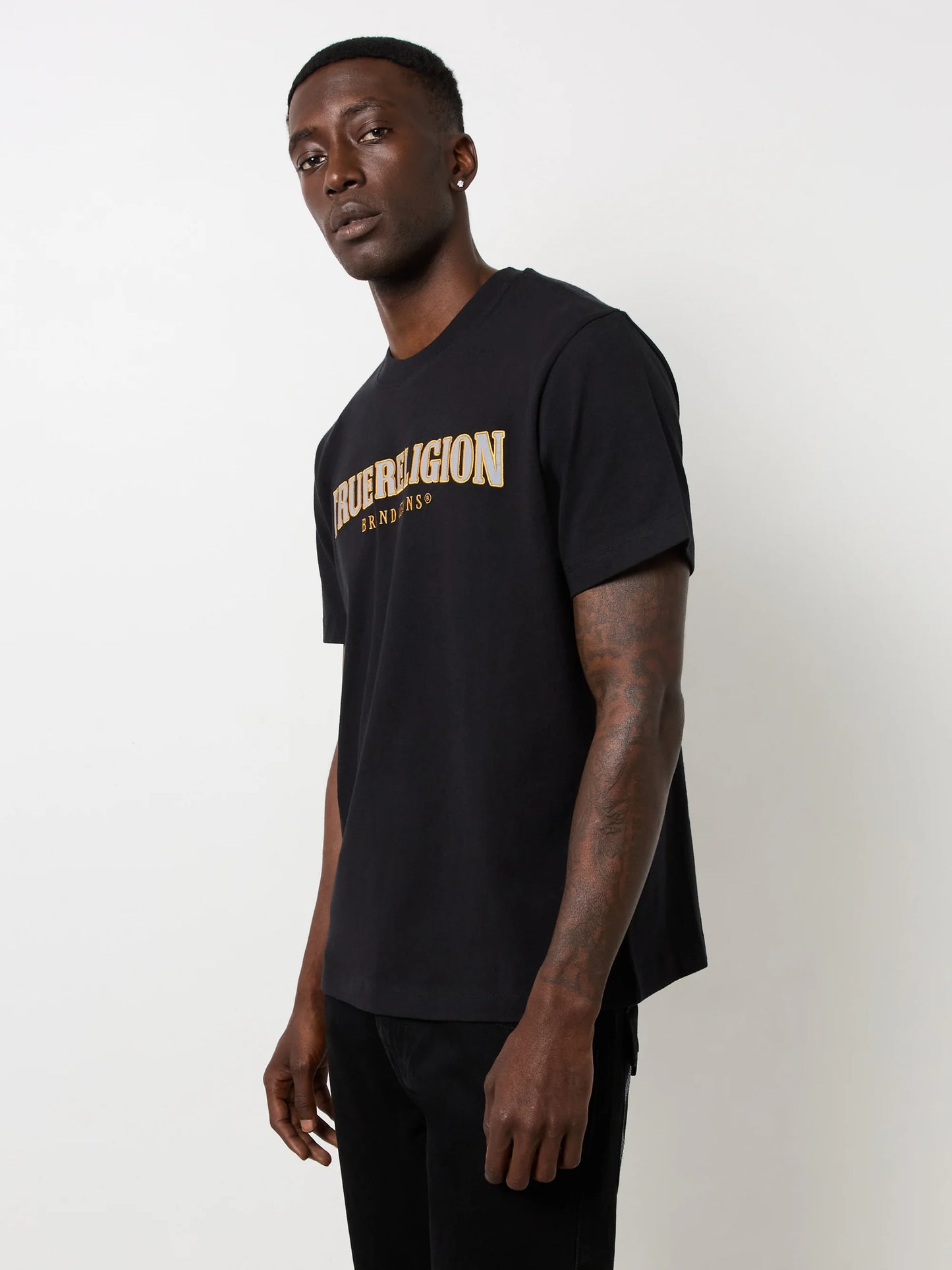 True Religion Ss Reflective Arch T-Shirt Jet Black