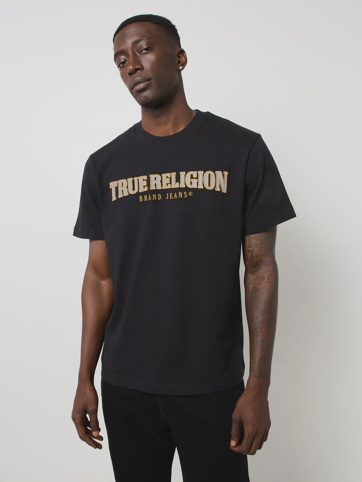 True Religion Ss Reflective Arch T-Shirt Jet Black