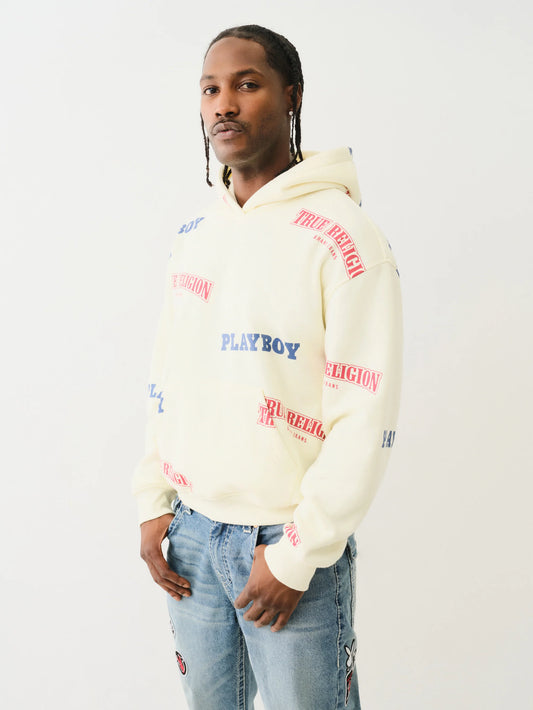 True Religion Pb X Tr Cinched Pull Over Hoodie Solitary Star Cream