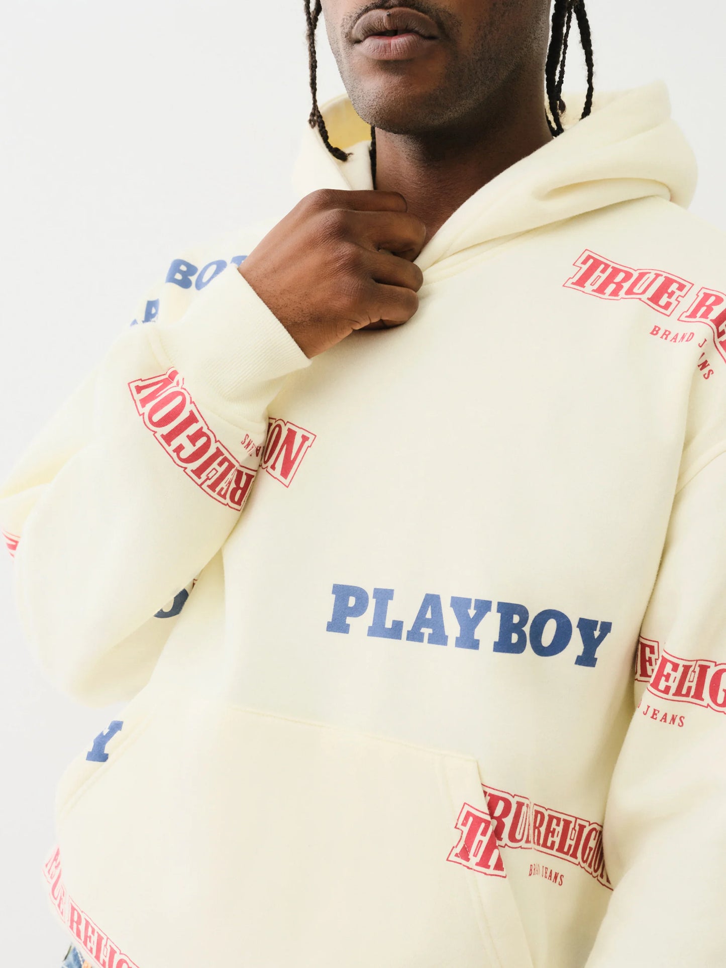 True Religion Pb X Tr Cinched Pull Over Hoodie Solitary Star Cream