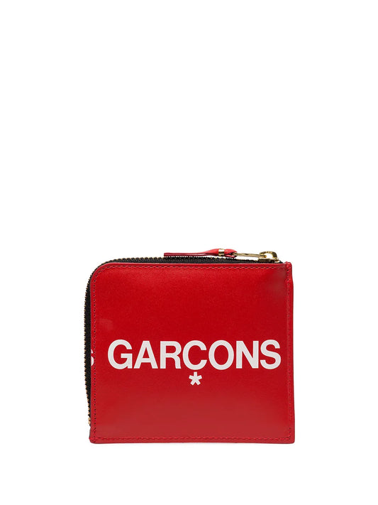 Comme Des Garcons Wallet Leather Logo Red
