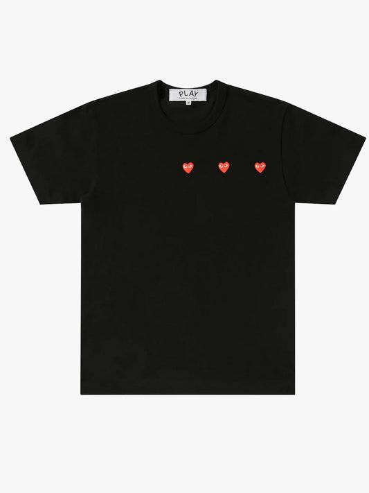 Comme Des Garçons Play Triple Hearts T-shirt Black