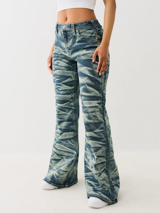 True Religion Crinkle Wash Katrina Hr Flare Jean Lagoon Azure