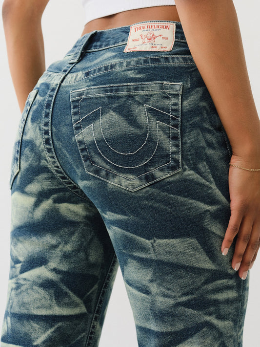 True Religion Crinkle Wash Katrina Hr Flare Jean Lagoon Azure
