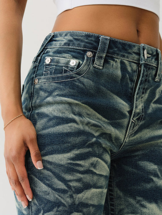 True Religion Crinkle Wash Katrina Hr Flare Jean Lagoon Azure