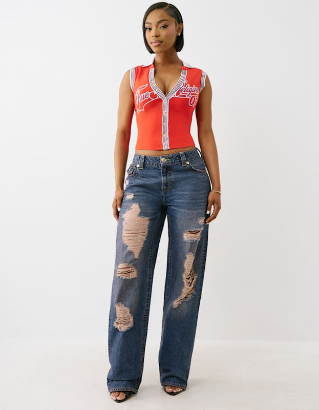 True Religion Relaxed Straight Mr Flap Denim Jean Breeze Aqua
