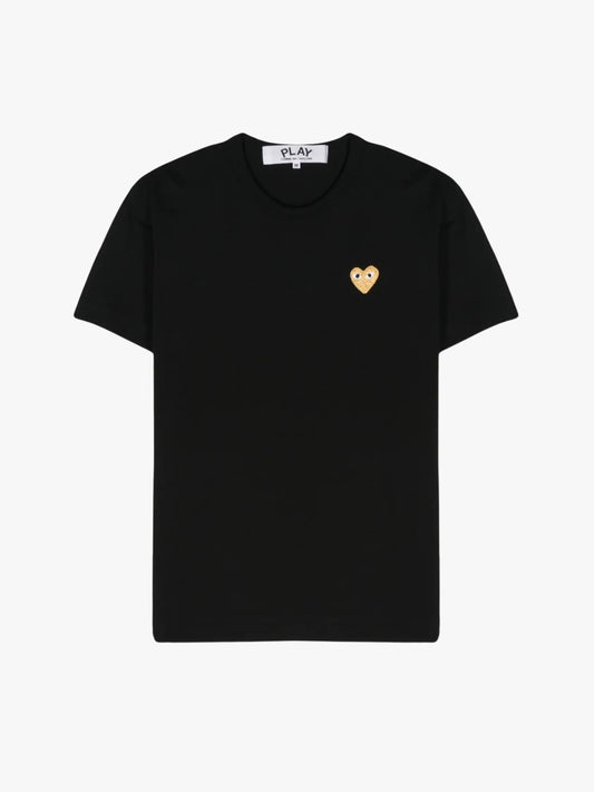 Comme Des Garçons Play Gold Heart-Patch T-shirt Black