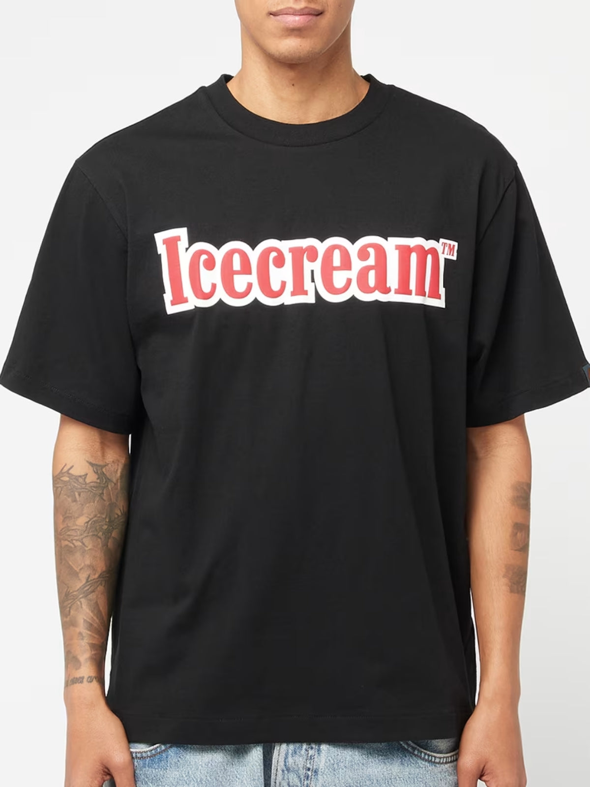 Ice Cream Logo Puff Print T-Shirt Black