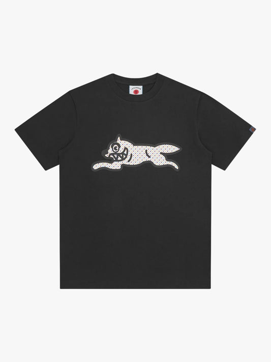 Ice Cream Running Dog Polka Dot T-Shirt Black
