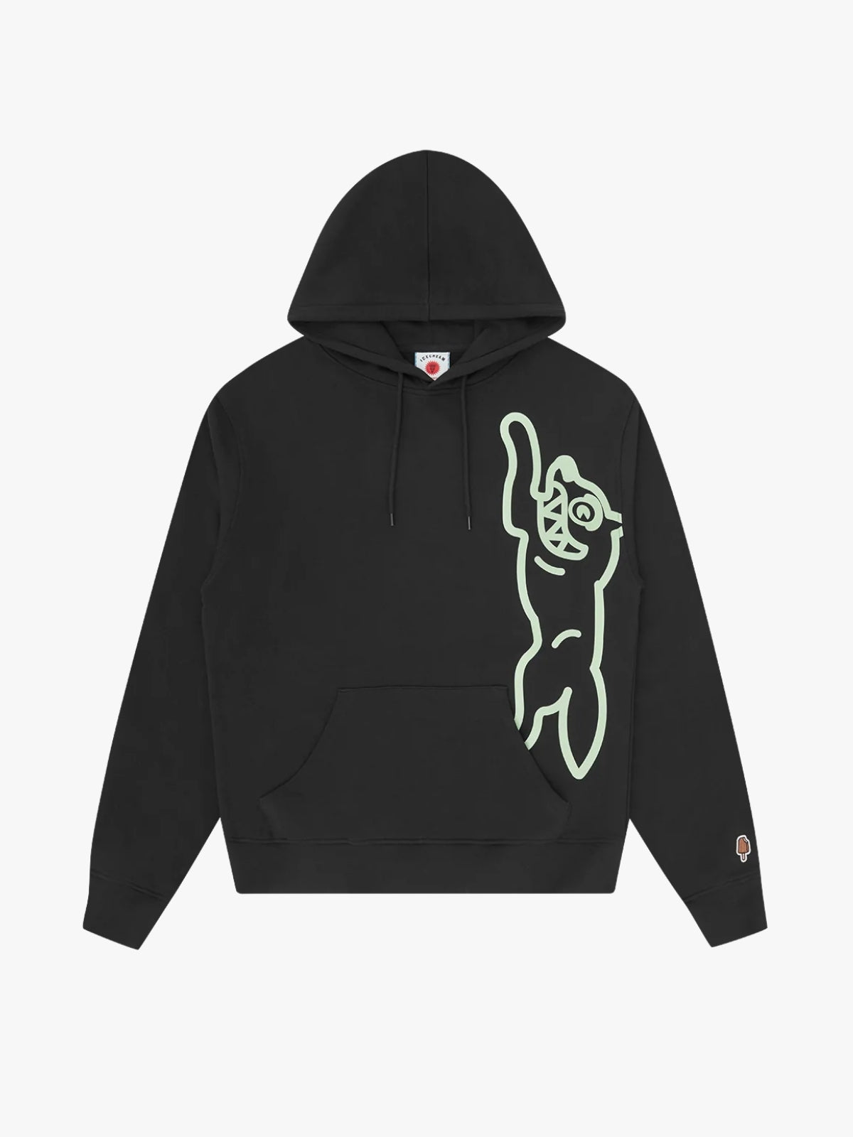 Ice Cream Vertical Jumbo Running Dog Popover Hoodie Black