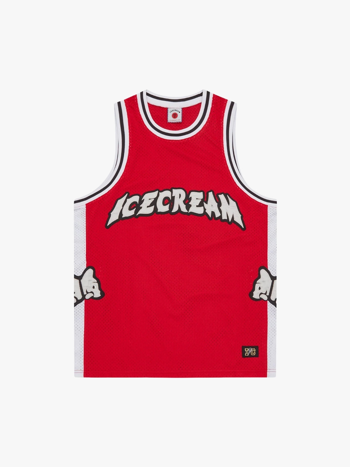 Ice Cream Running Puppy Applique Basketball Vest Red