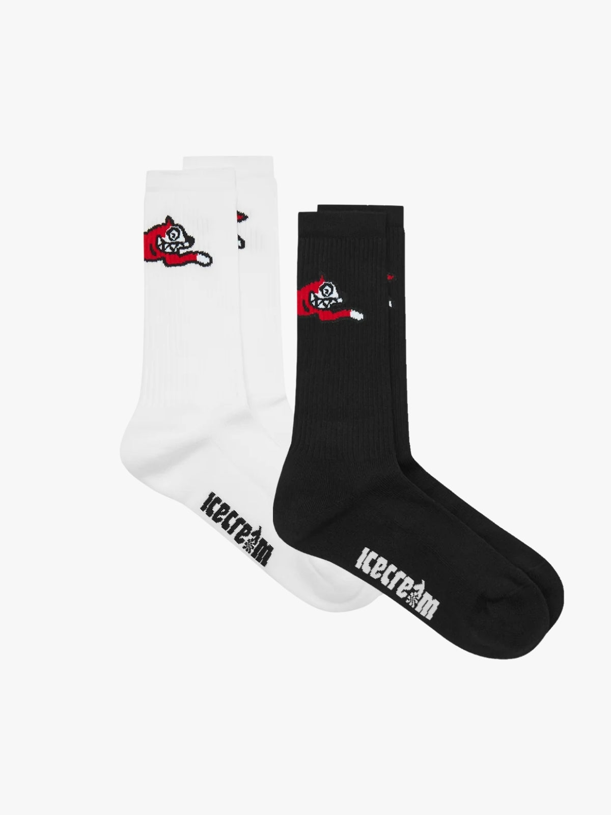 Ice Cream 6 Pack Running Dog Logo Socks Black/White