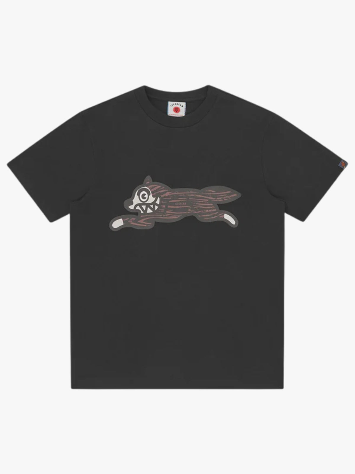 Ice Cream Woodgrain Running Dog T-Shirt Black