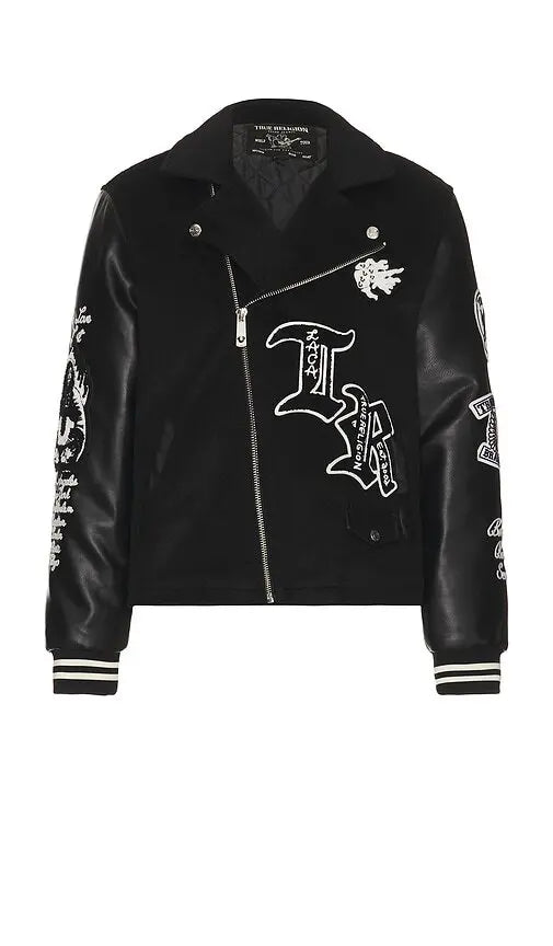 True Religion Property Of None Biker Jacket Jet Black
