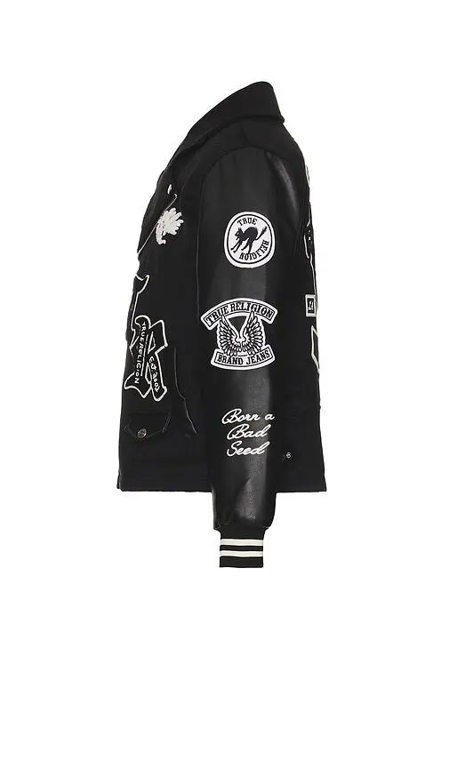 True Religion Property Of None Biker Jacket Jet Black