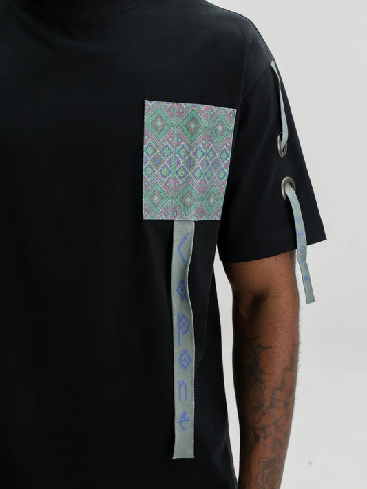 Capone T-Shirt Multi Printed Pocket Black