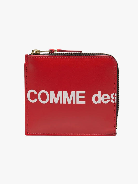 Comme Des Garcons Wallet Leather Logo Red