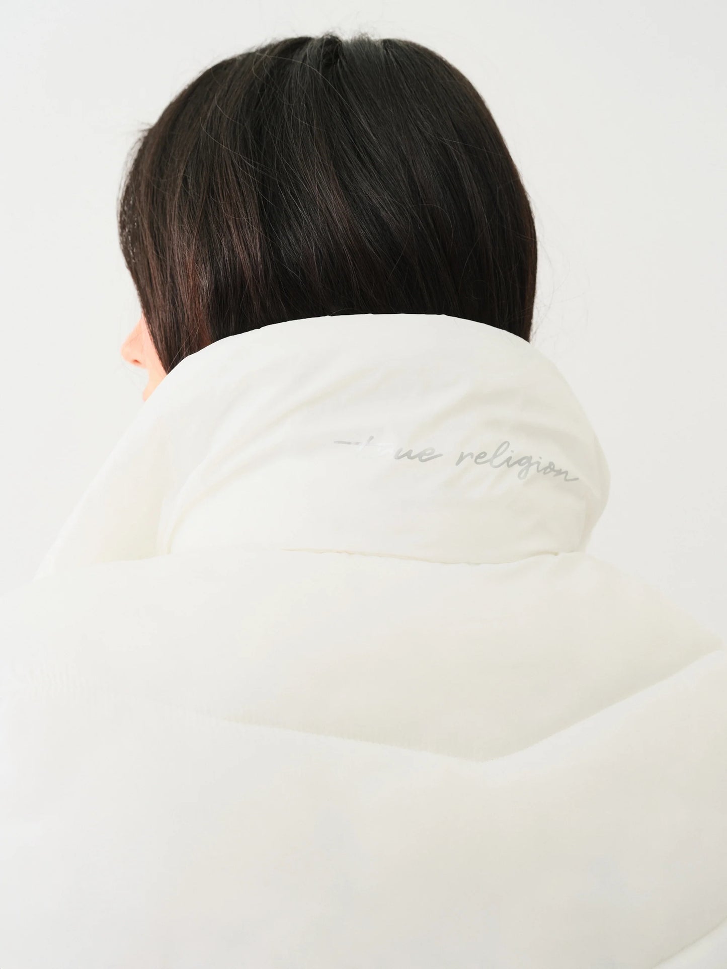 True Religion Women's Double Collar Puffer Jacket White