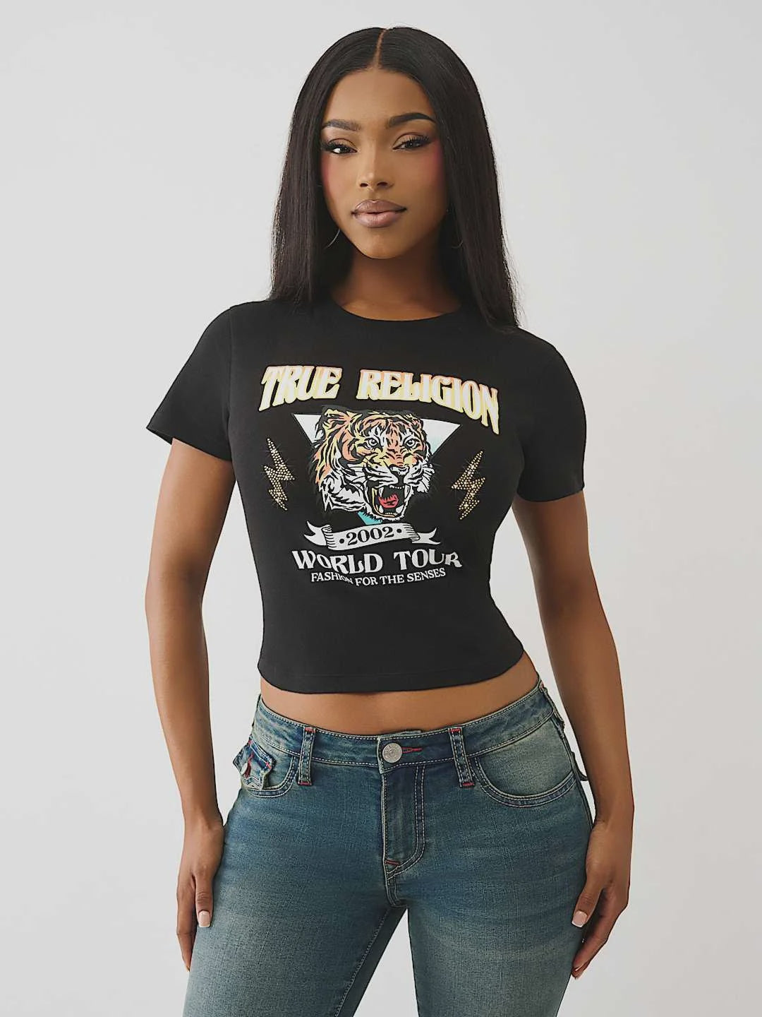 True Religion Tr Tiger Baby Tee Jet Black
