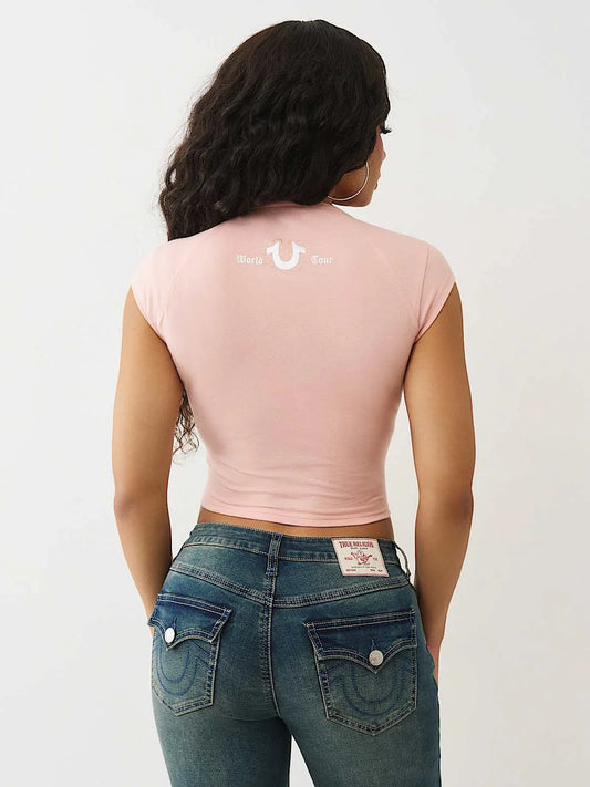 True Religion Wing Hs Notch Ss Tee Dull Pink