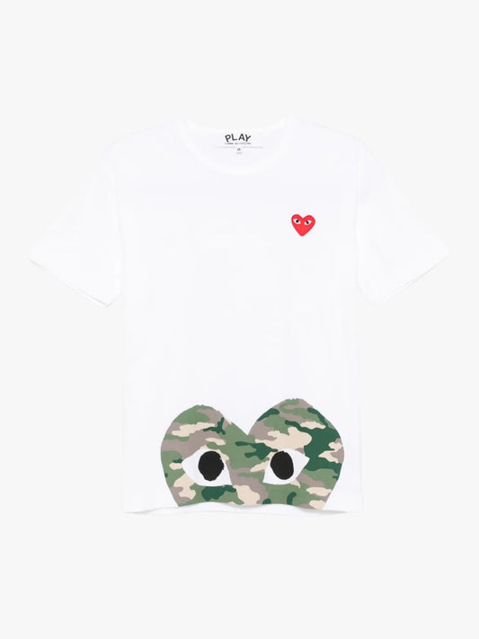 Comme Des Garçons Play Heart Patch, Camo Heart T-Shirt White