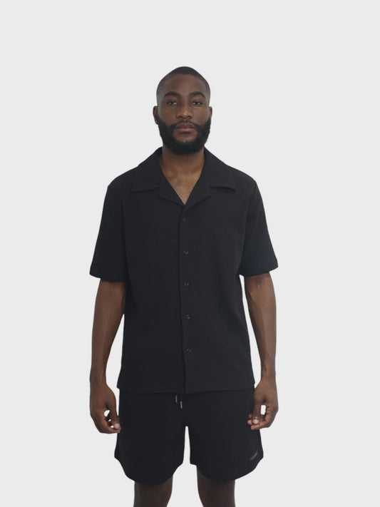 Capone Shirt Textured Basic Black