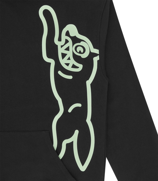 Ice Cream Vertical Jumbo Running Dog Popover Hoodie Black