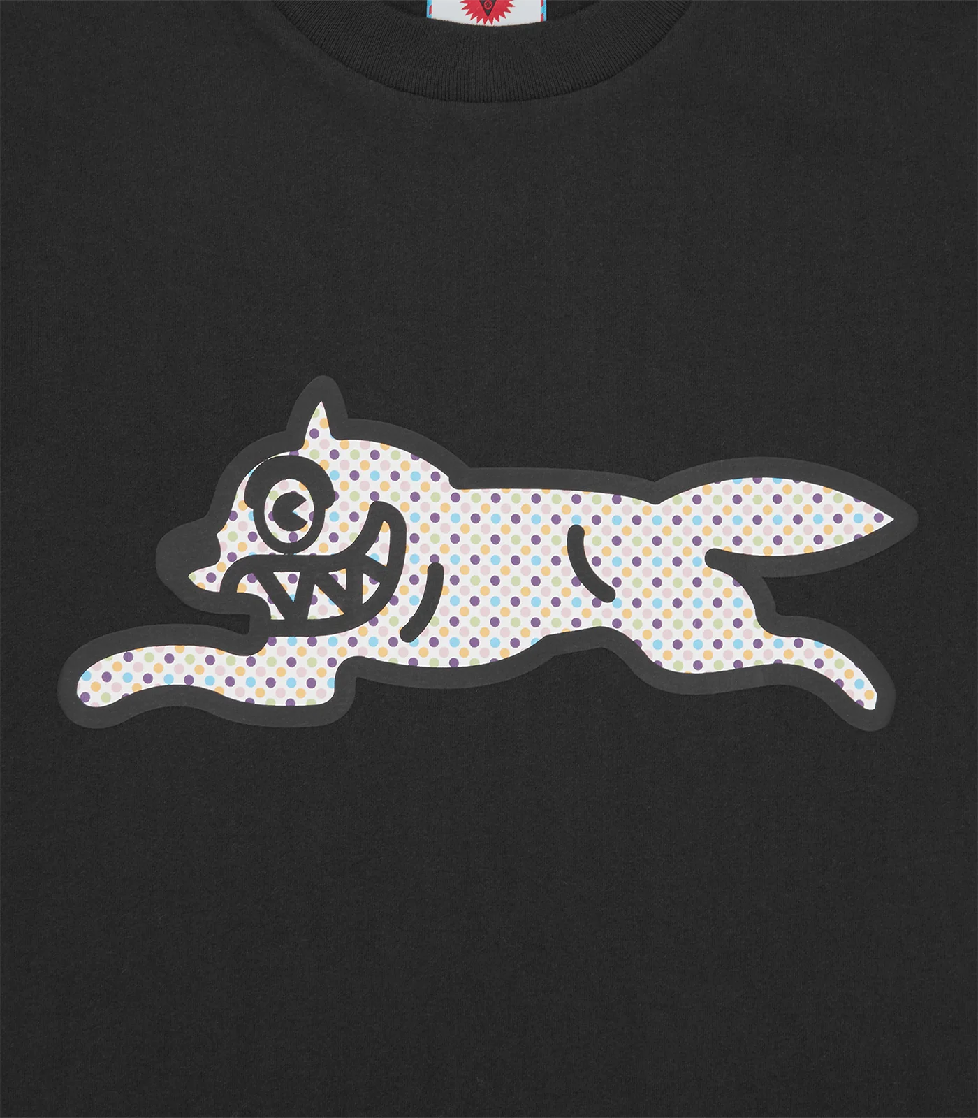 Ice Cream Running Dog Polka Dot T-Shirt Black