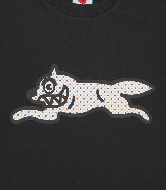 Ice Cream Running Dog Polka Dot T-Shirt Black