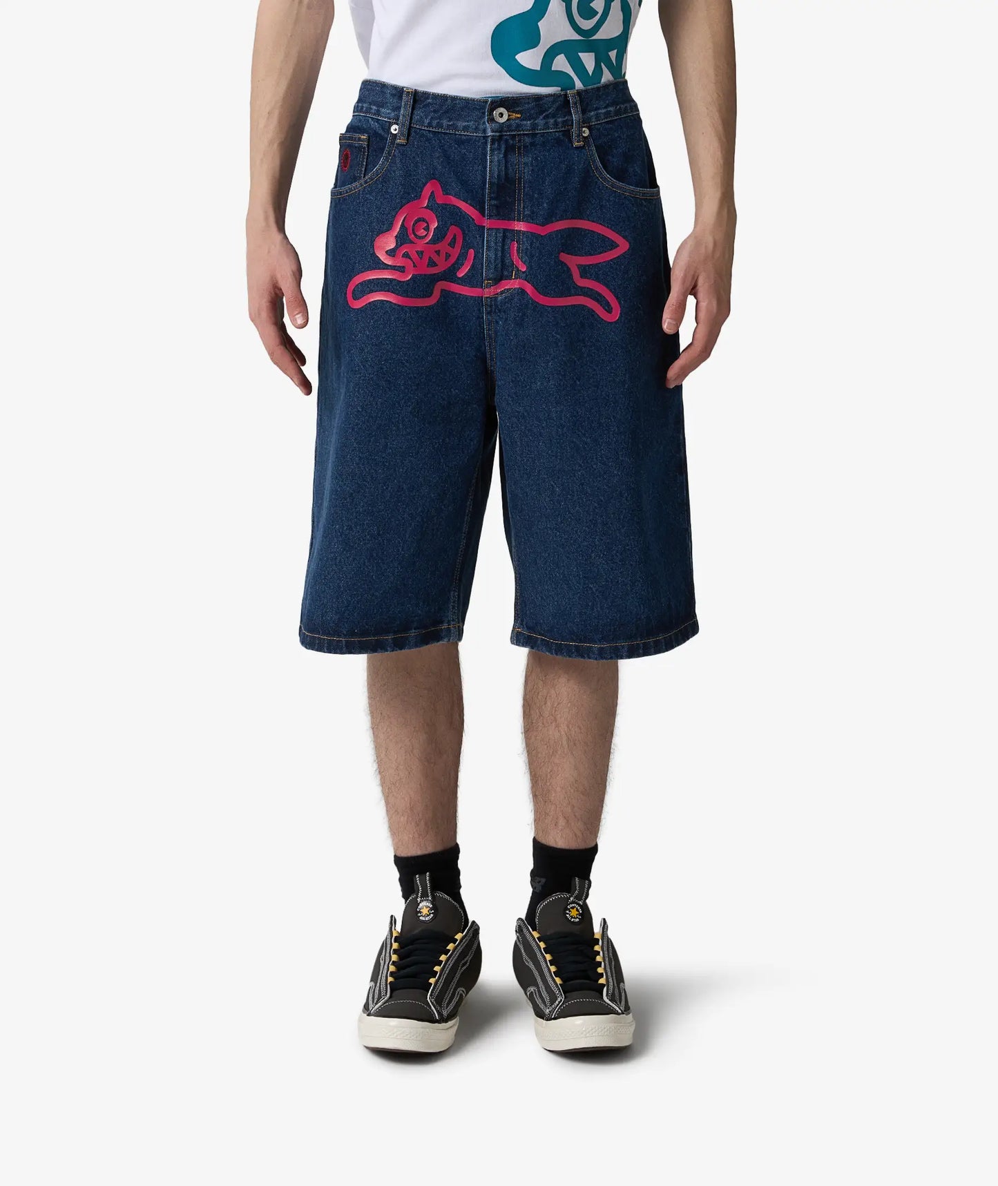 Ice Cream Running Dog Jorts Indigo