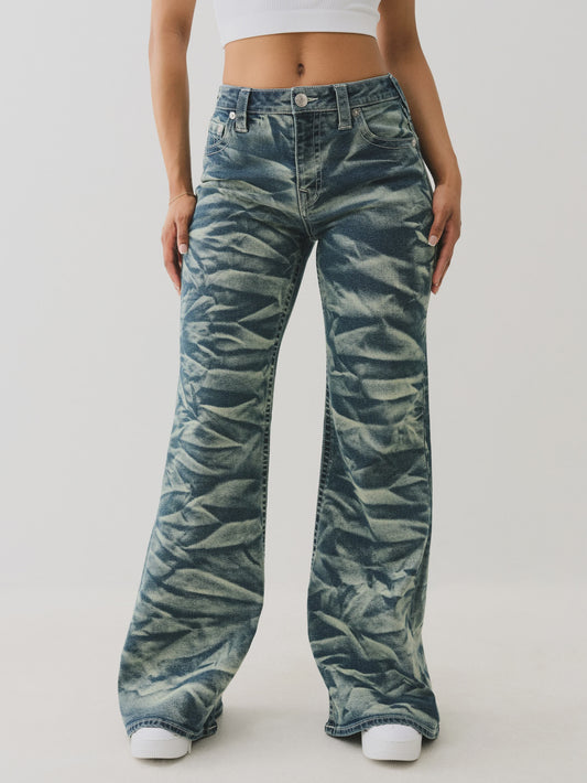 True Religion Crinkle Wash Katrina Hr Flare Jean Lagoon Azure