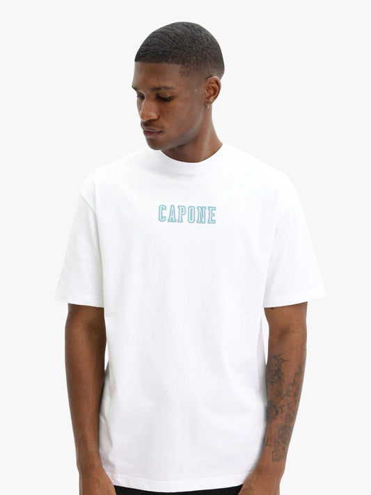 Capone Logo T-Shirt White-Aqua-Lilac