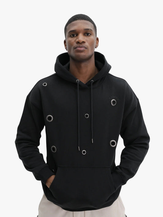 Capone Hoodie Metallic Rings Black
