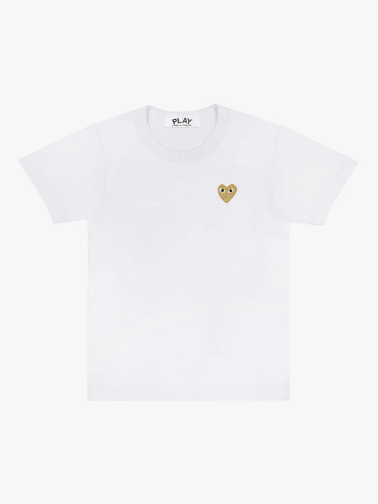 Comme Des Garçons Play Gold Heart Patch T-Shirt White