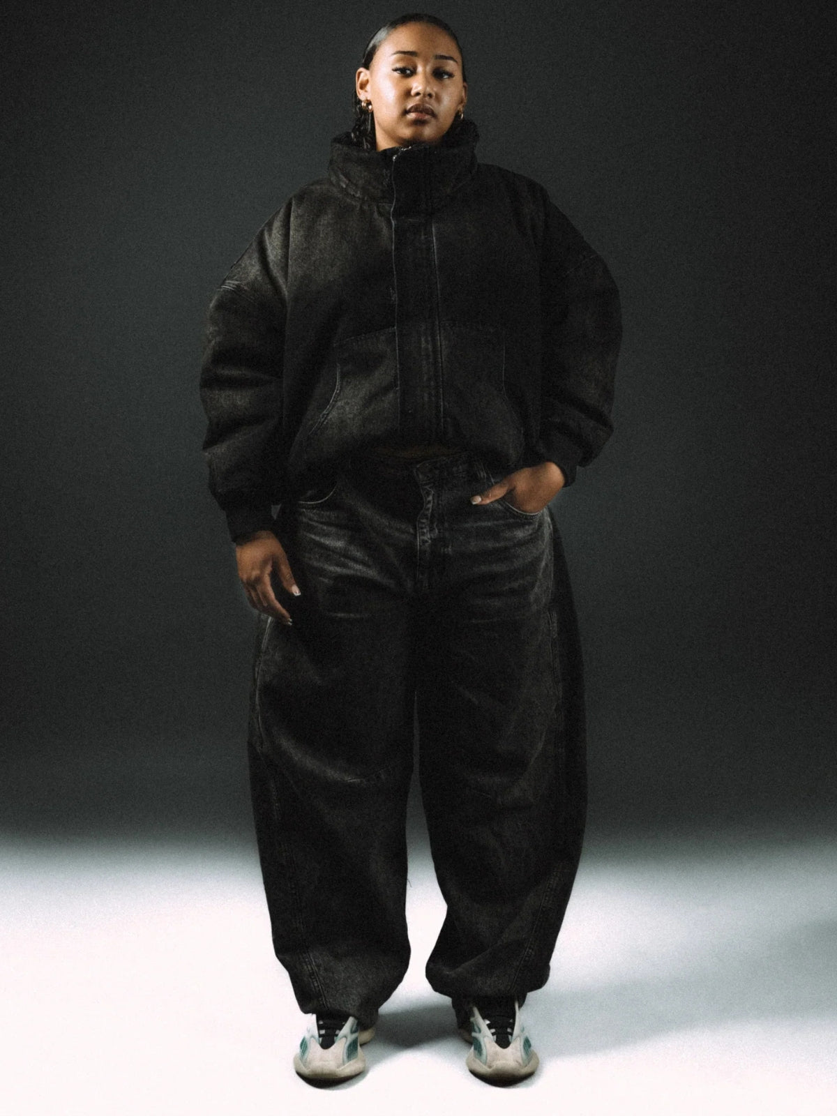 712 Denim Puffer Jacket Black