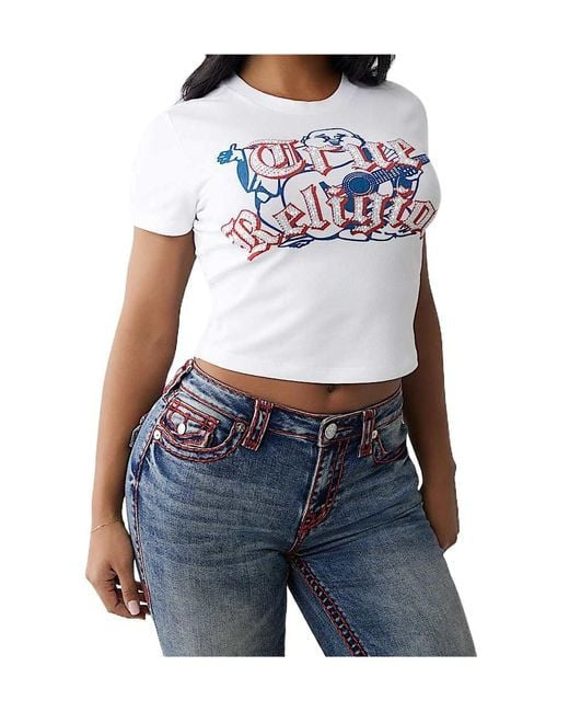 True Religion Women's Budha Baby Tee White